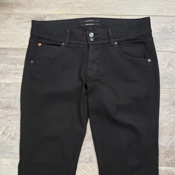Y2k Hudson Black Curvy Flare Flap Pocket Low Rise Jeans 32 Bootcut - Picture 3 of 10